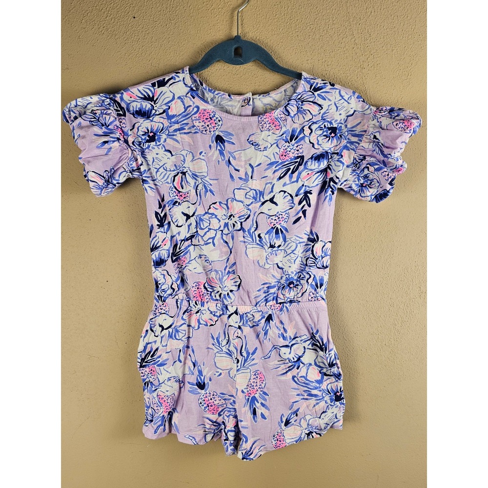 Lilly Pulitzer Girls Lilac Trunks In The Air‎ Kallima Romper Large 8 10